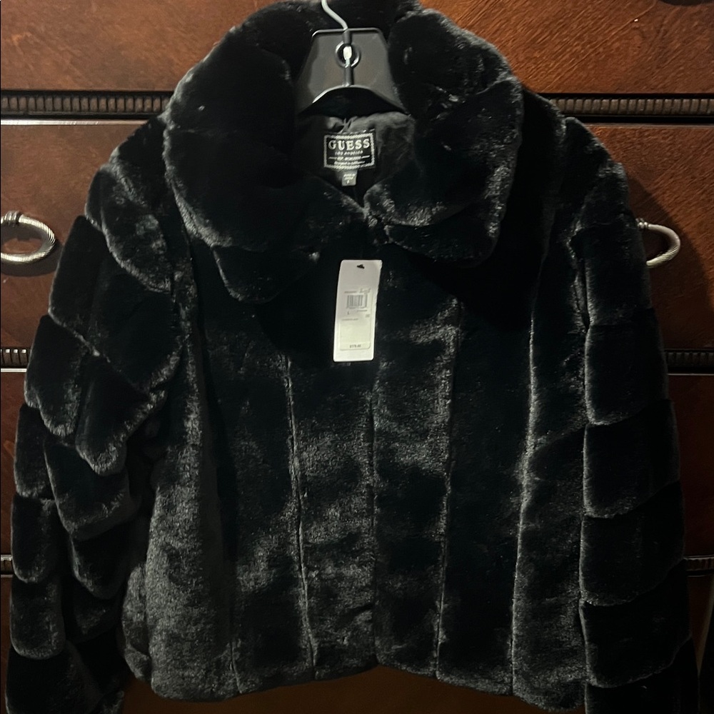 GUESS Dessie Fur Jacket / Jet black
